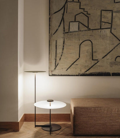 Modern Flat Disc LED Floor Lamp with Adjustable Pans