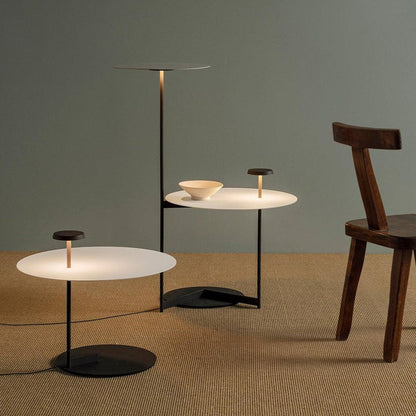 Modern Flat Disc LED Floor Lamp with Adjustable Pans