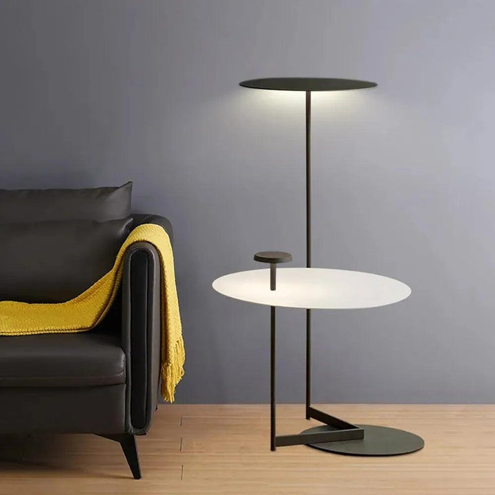 Modern Flat Disc LED Floor Lamp with Adjustable Pans