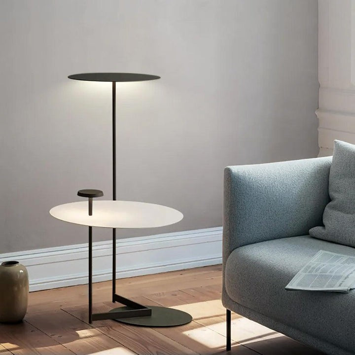 Modern Flat Disc LED Floor Lamp with Adjustable Pans