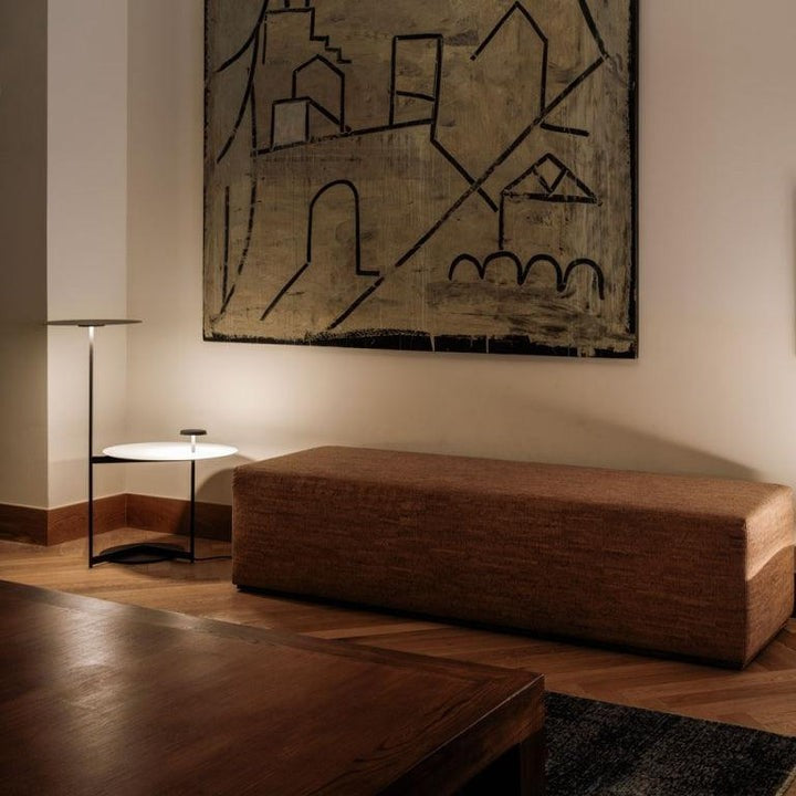 Modern Flat Disc LED Floor Lamp with Adjustable Pans