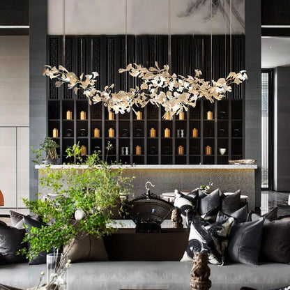 Modern Gingko Leaf Multi-Arm Chandelier