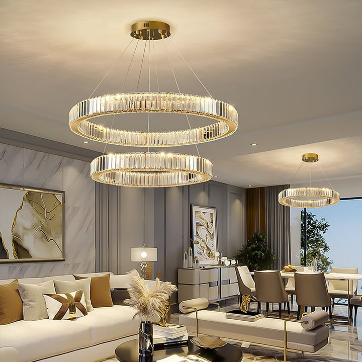 Modern Interlaced Ring LED Pendant Chandelier - Gold Finish