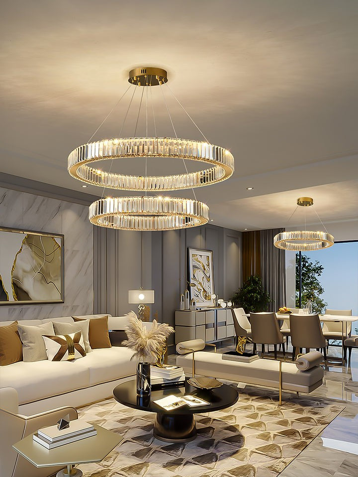 Modern Interlaced Ring LED Pendant Chandelier - Gold Finish
