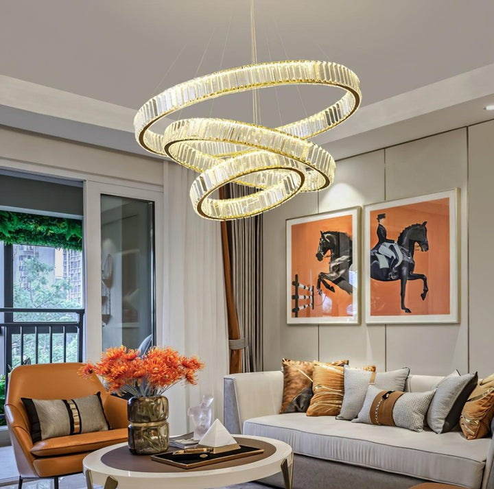Modern Interlaced Ring LED Pendant Chandelier - Gold Finish