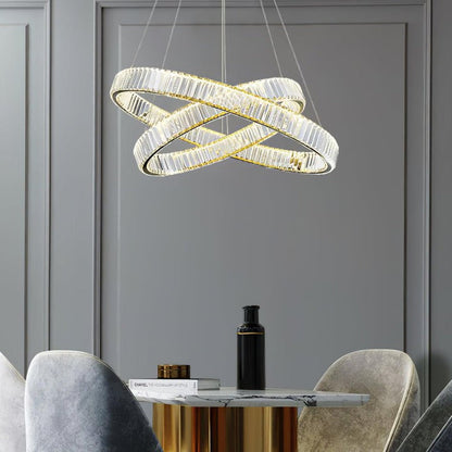 Modern Interlaced Ring LED Pendant Chandelier - Gold Finish