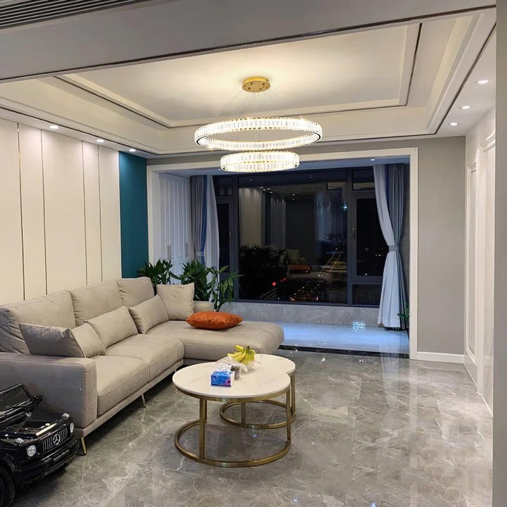 Modern Interlaced Ring LED Pendant Chandelier - Gold Finish