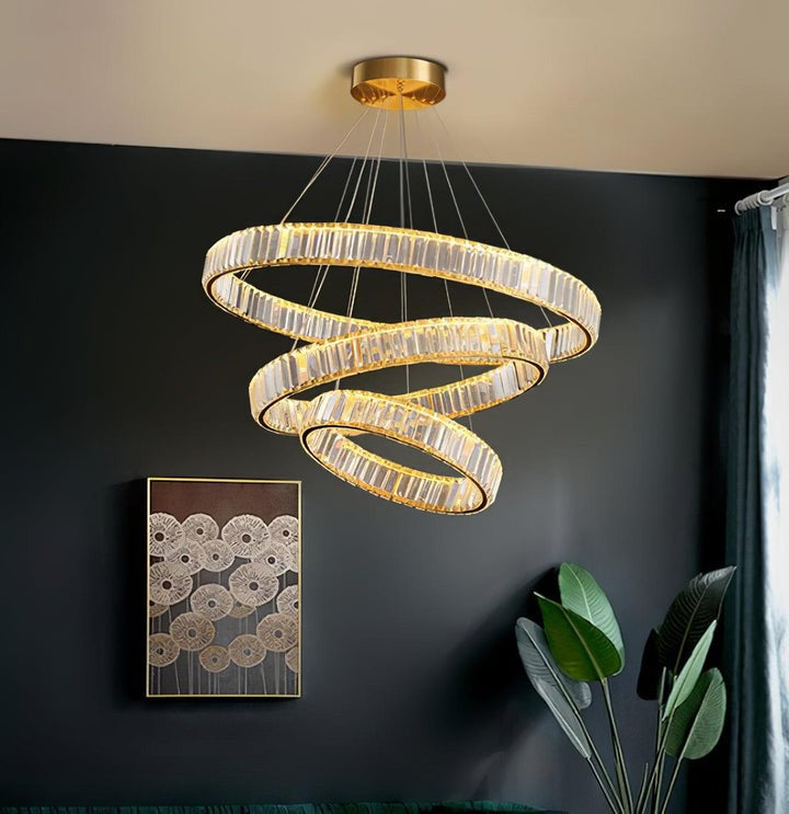 Modern Interlaced Ring LED Pendant Chandelier - Gold Finish