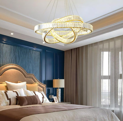 Modern Interlaced Ring LED Pendant Chandelier - Gold Finish