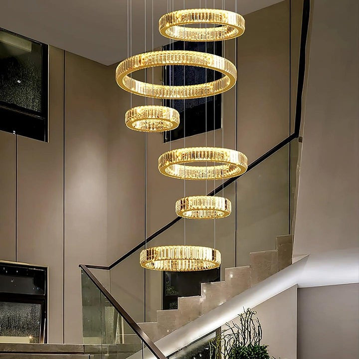 Modern Interlaced Ring LED Pendant Chandelier - Gold Finish