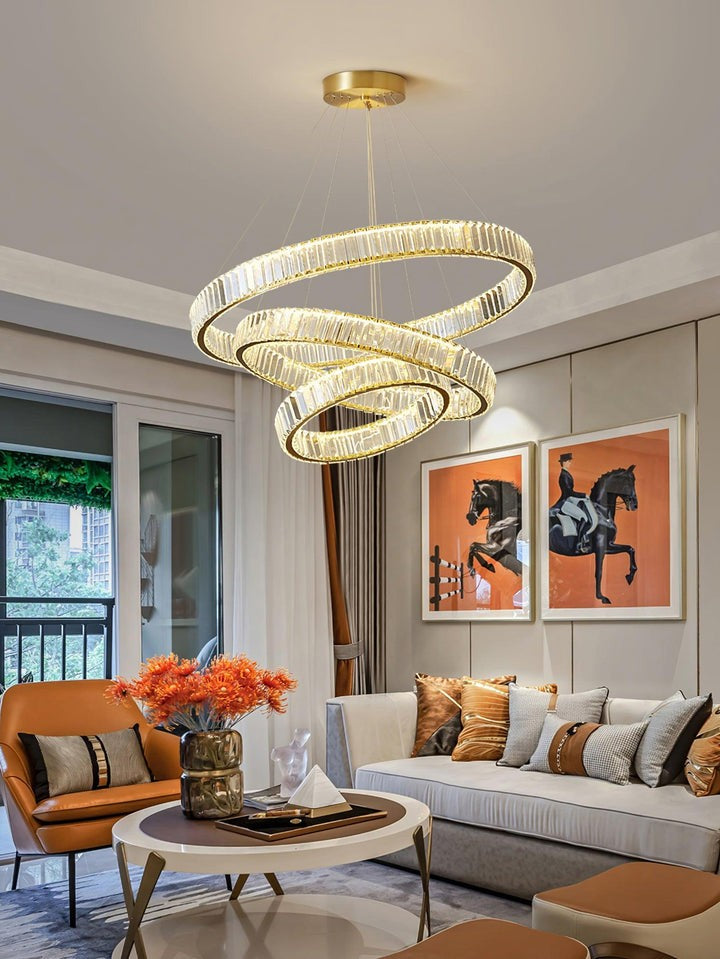 Modern Interlaced Ring LED Pendant Chandelier - Gold Finish