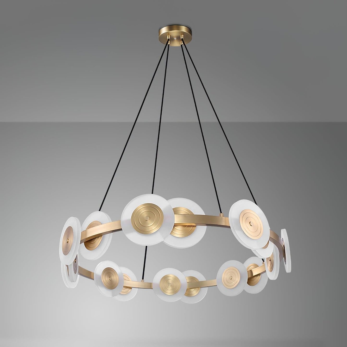 Modern Nordic 16-Arm Brass & Frosted Acrylic LED Chandelier
