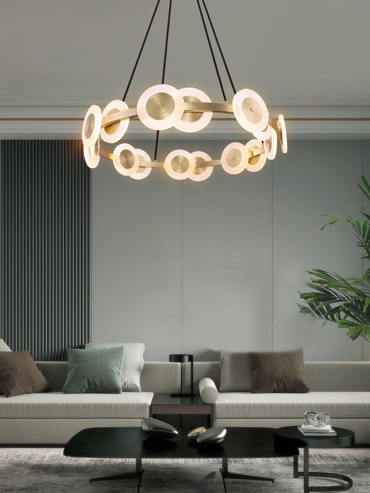 Modern Nordic 16-Arm Brass & Frosted Acrylic LED Chandelier