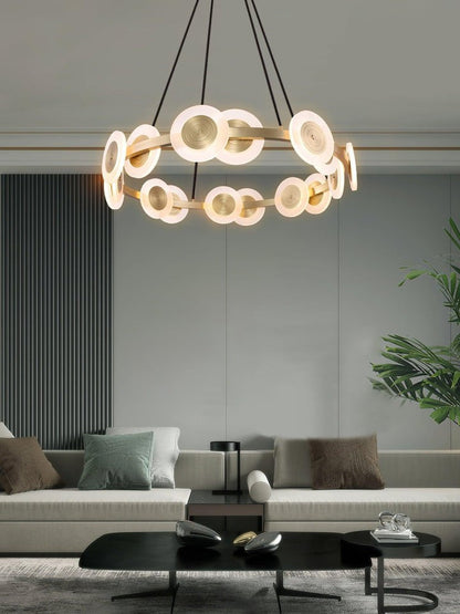 Modern Nordic 16-Arm Brass & Frosted Acrylic LED Chandelier