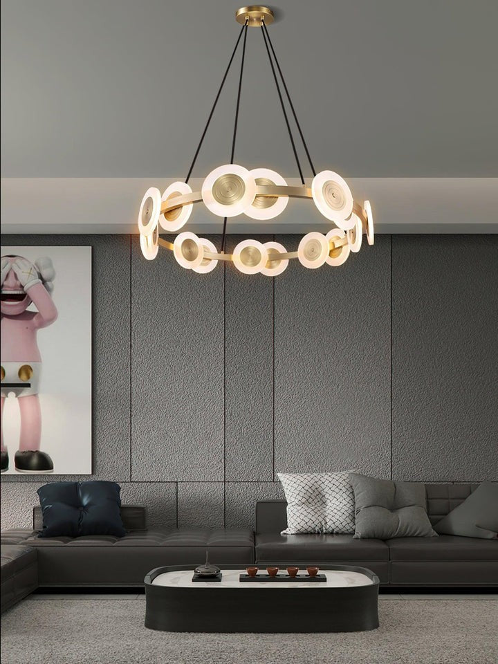 Modern Nordic 16-Arm Brass & Frosted Acrylic LED Chandelier