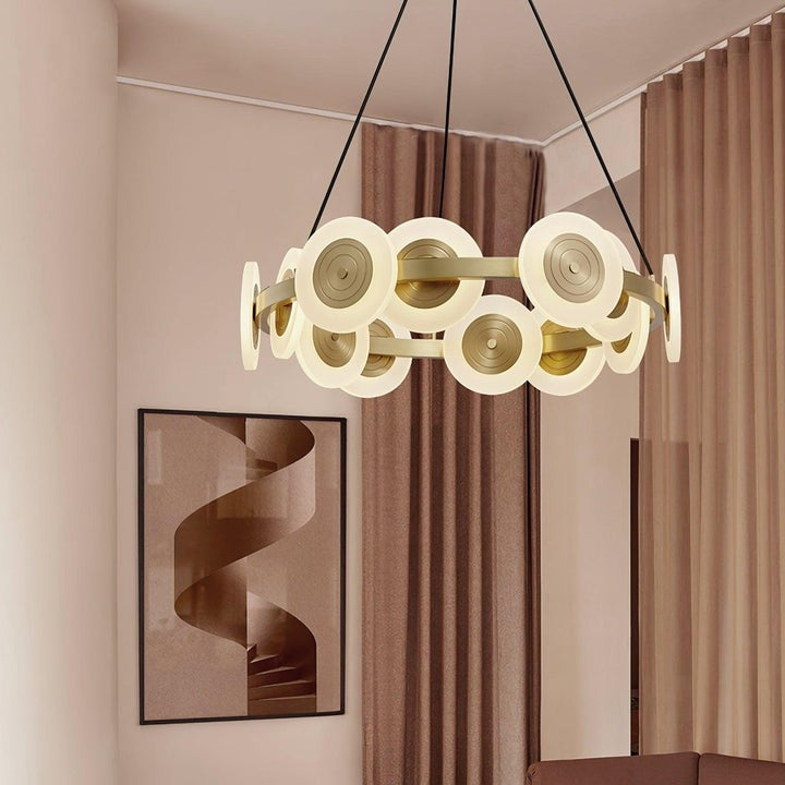 Modern Nordic 16-Arm Brass & Frosted Acrylic LED Chandelier