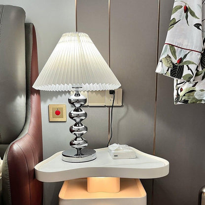 Modern Pleated Fabric Table Lamp with Metal Base