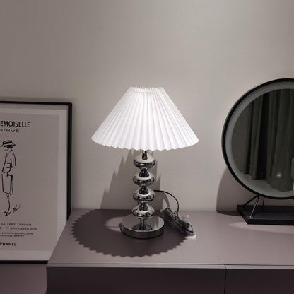 Modern Pleated Fabric Table Lamp with Metal Base