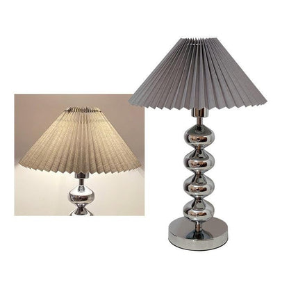 Modern Pleated Fabric Table Lamp with Metal Base