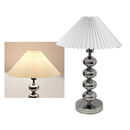 Modern Pleated Fabric Table Lamp with Metal Base