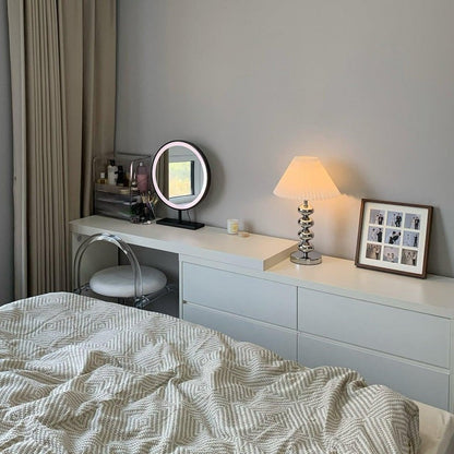 Modern Pleated Fabric Table Lamp with Metal Base