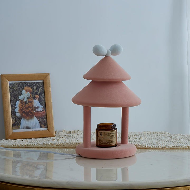Modern Resin Bow Tie Cone Table Lamp - Pink & White