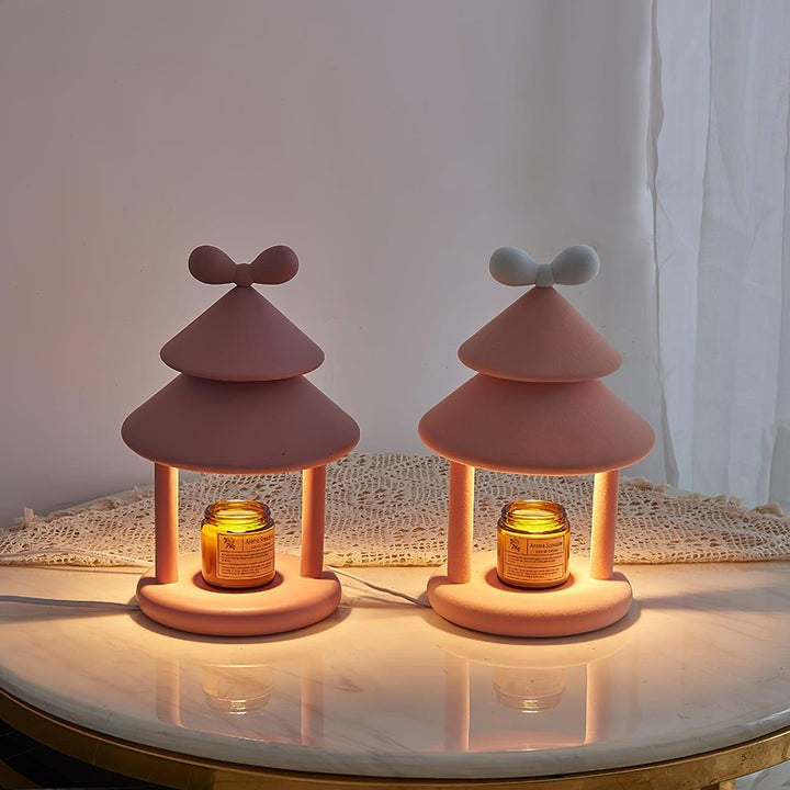 Modern Resin Bow Tie Cone Table Lamp - Pink & White