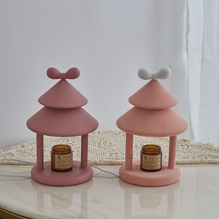 Modern Resin Bow Tie Cone Table Lamp - Pink & White