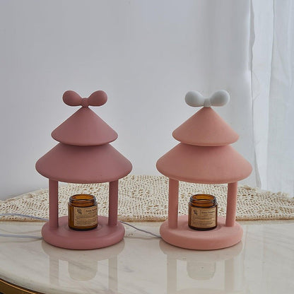 Modern Resin Bow Tie Cone Table Lamp - Pink & White