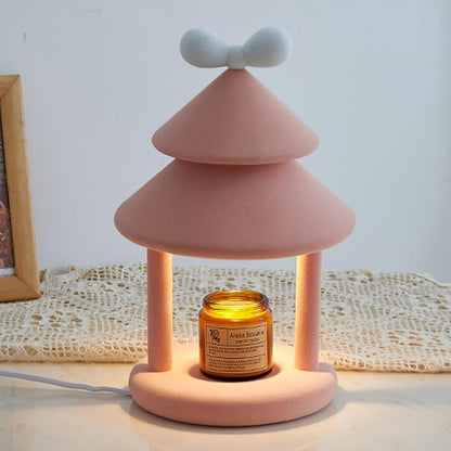 Modern Resin Bow Tie Cone Table Lamp - Pink & White