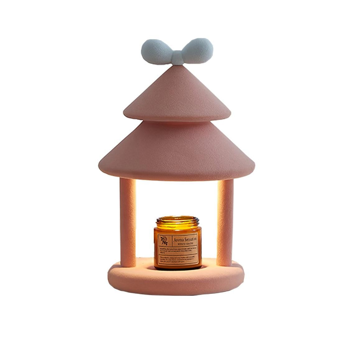 Modern Resin Bow Tie Cone Table Lamp - Pink & White