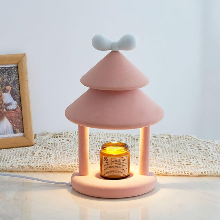 Modern Resin Bow Tie Cone Table Lamp - Pink & White