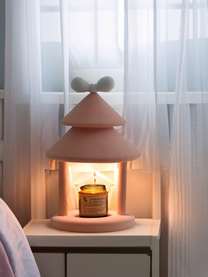 Modern Resin Bow Tie Cone Table Lamp - Pink & White