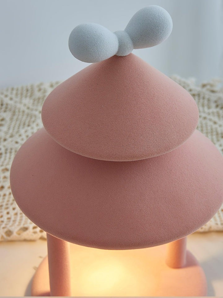 Modern Resin Bow Tie Cone Table Lamp - Pink & White