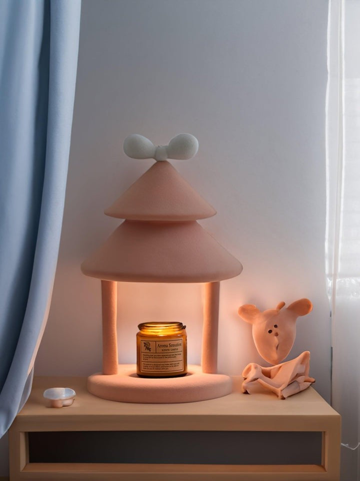Modern Resin Bow Tie Cone Table Lamp - Pink & White