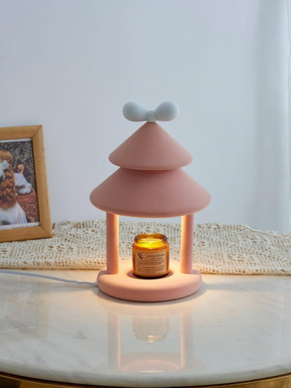 Modern Resin Bow Tie Cone Table Lamp - Pink & White
