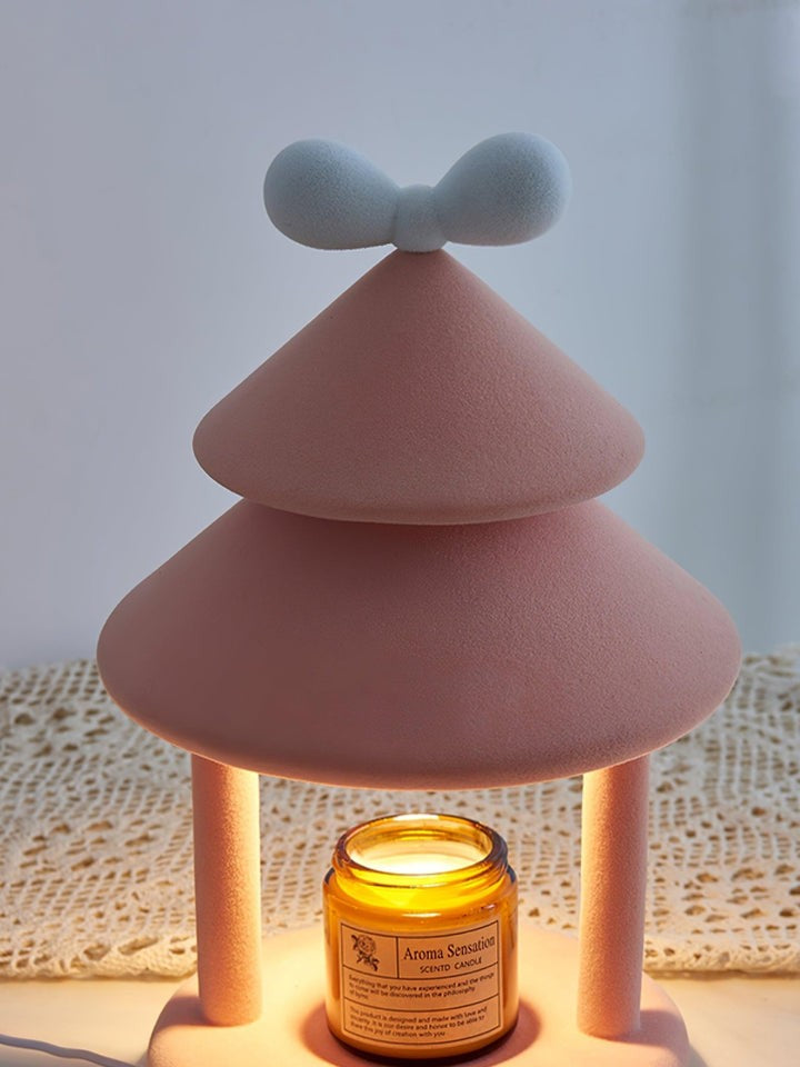 Modern Resin Bow Tie Cone Table Lamp - Pink & White