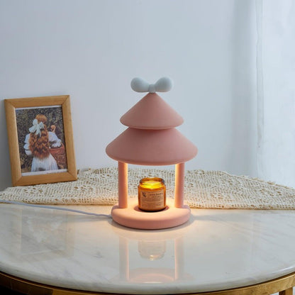 Modern Resin Bow Tie Cone Table Lamp - Pink & White
