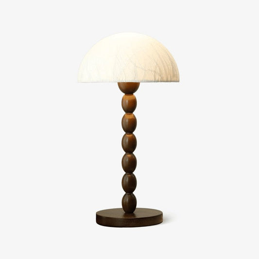 Modern Rice Paper Shade Table Lamp with Walnut Wood Base