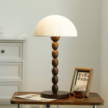 Modern Rice Paper Shade Table Lamp with Walnut Wood Base