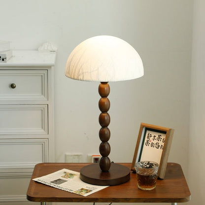 Modern Rice Paper Shade Table Lamp with Walnut Wood Base
