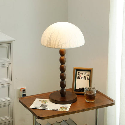 Modern Rice Paper Shade Table Lamp with Walnut Wood Base