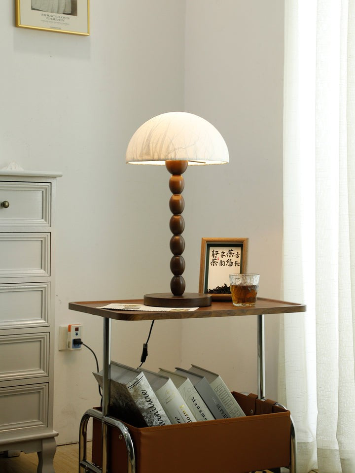 Modern Rice Paper Shade Table Lamp with Walnut Wood Base