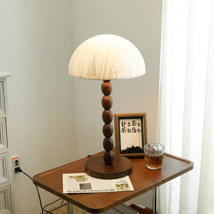 Modern Rice Paper Shade Table Lamp with Walnut Wood Base