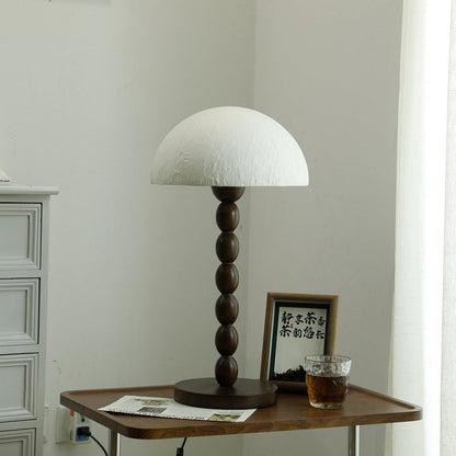 Modern Rice Paper Shade Table Lamp with Walnut Wood Base