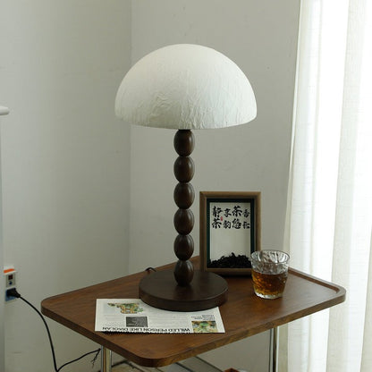 Modern Rice Paper Shade Table Lamp with Walnut Wood Base