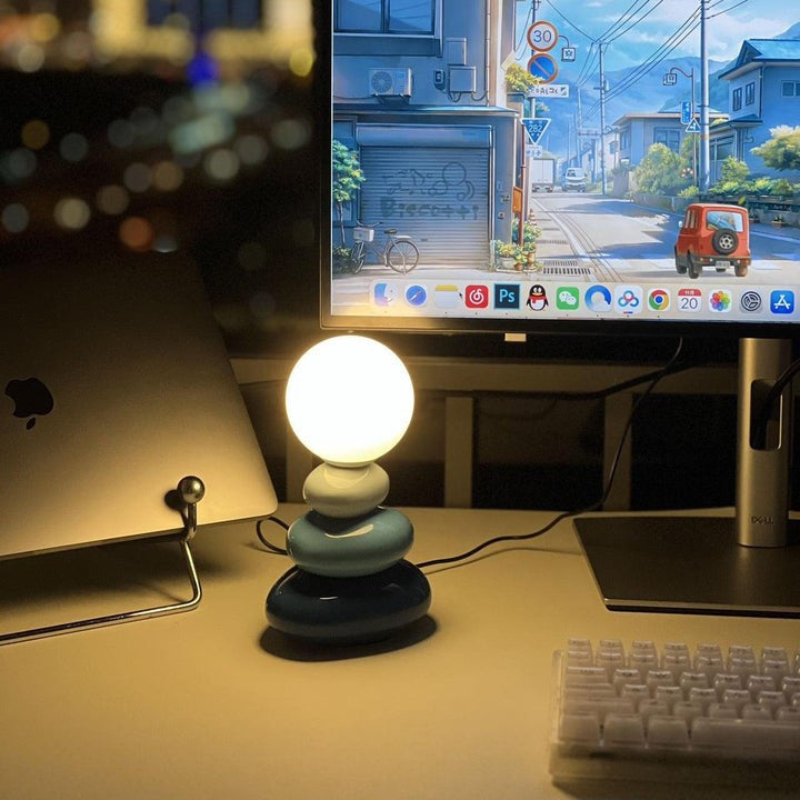 Modern Triple Gourd Glass Table Lamp with Integrated LED
