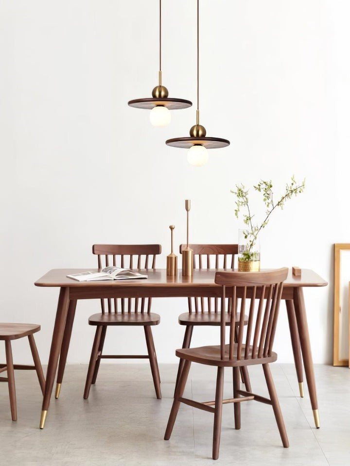 Modern Walnut Flying Saucer Pendant Light
