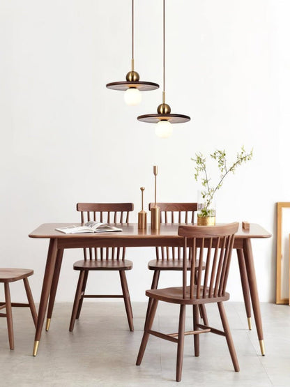 Modern Walnut Flying Saucer Pendant Light