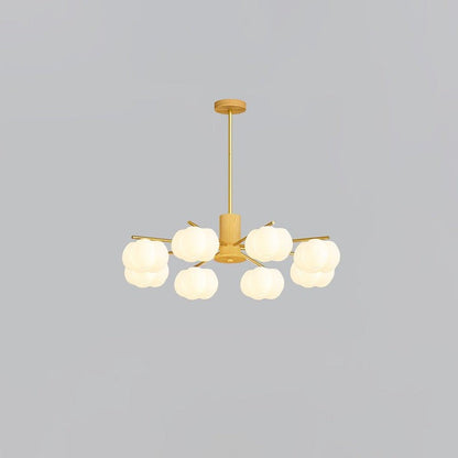 Modern Wooden Sphere Chandelier with Gold Accents